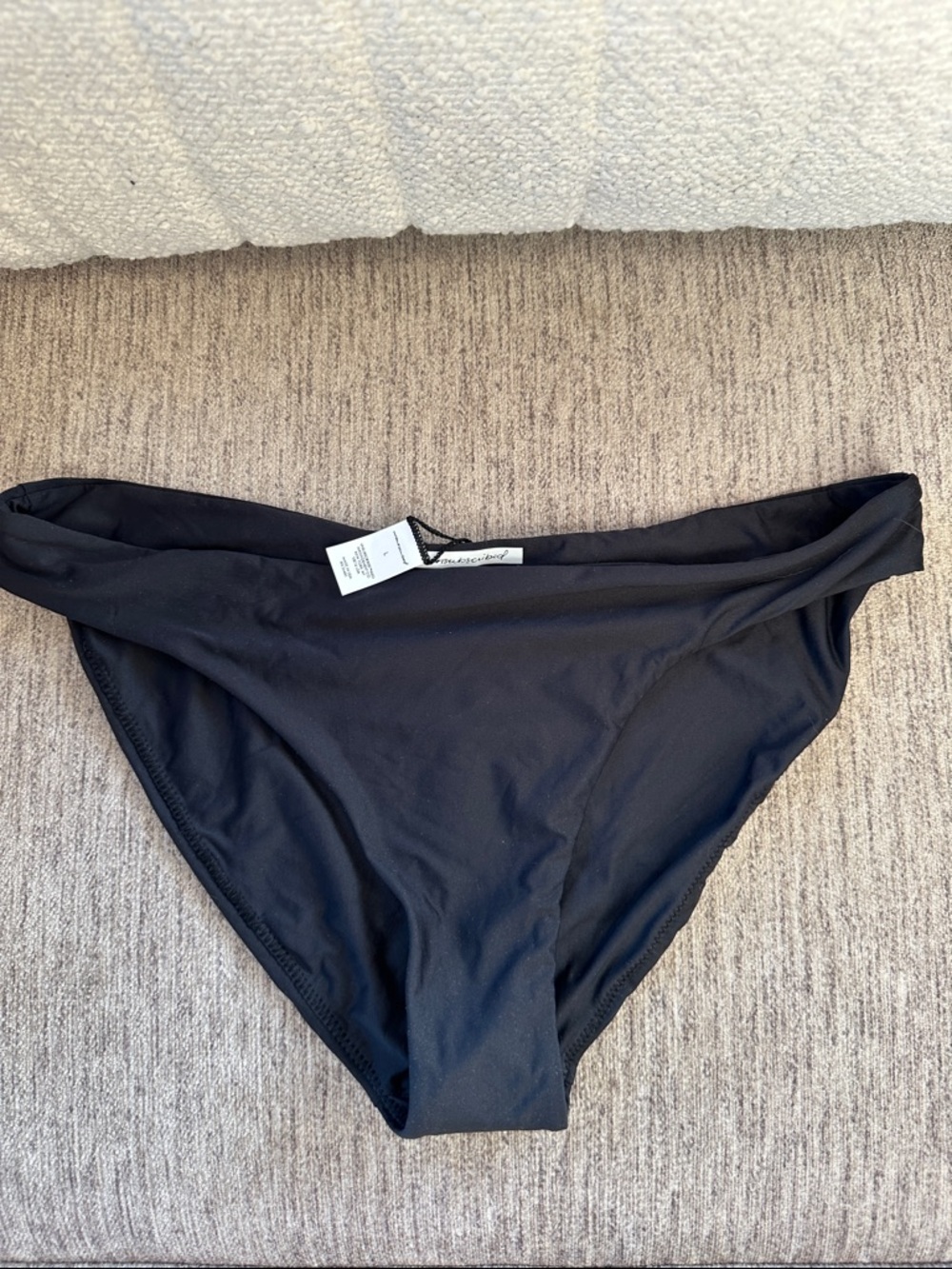 Unsubscribed Black Minimal Bikini Bottom with back rushing size Large. NWT - Picture 2 of 6